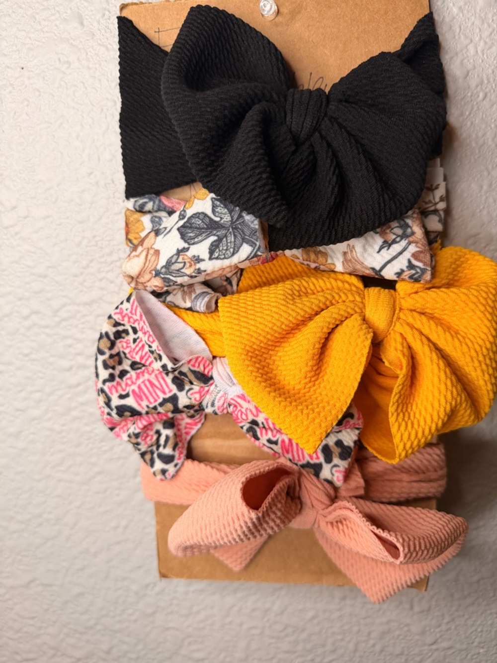 Kids Bow Headband Set - Black, Mustard, Pink, Floral, Leopard